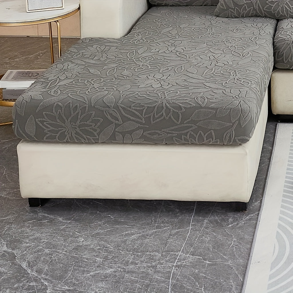 Housse de canapé extensible en polaire jacquard antidérapante, gros plan sur le tissu