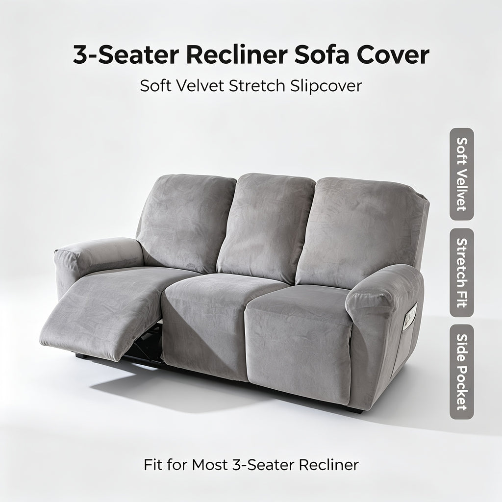 Housse de fauteuil extensible en velours antidérapante, vue d'ensemble