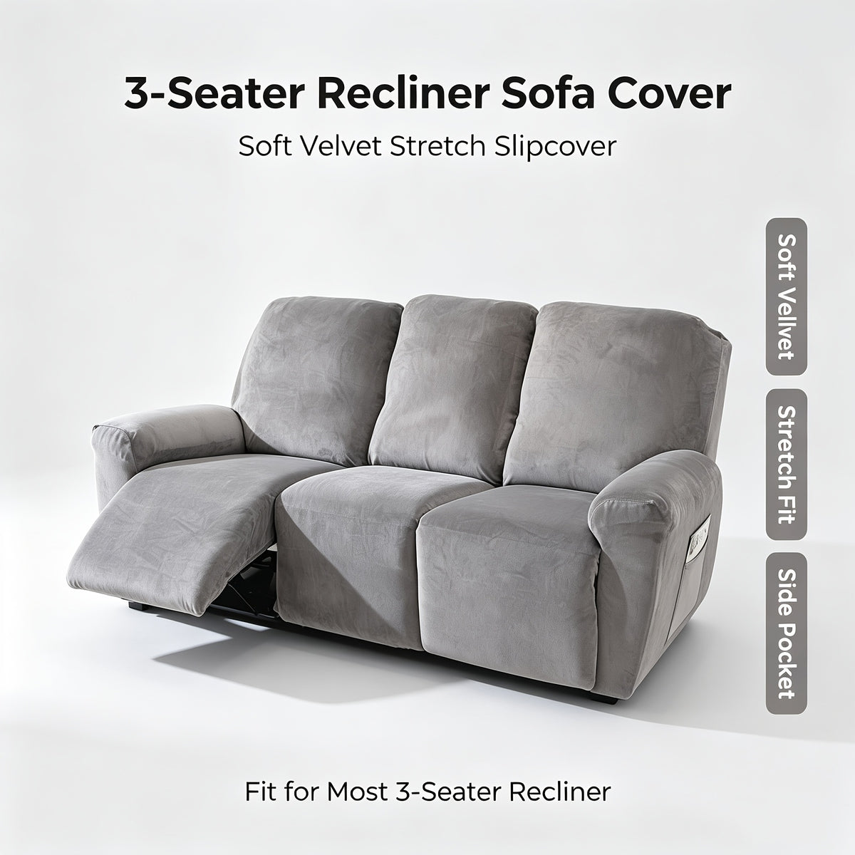 Housse de fauteuil extensible en velours antidérapante, vue d'ensemble