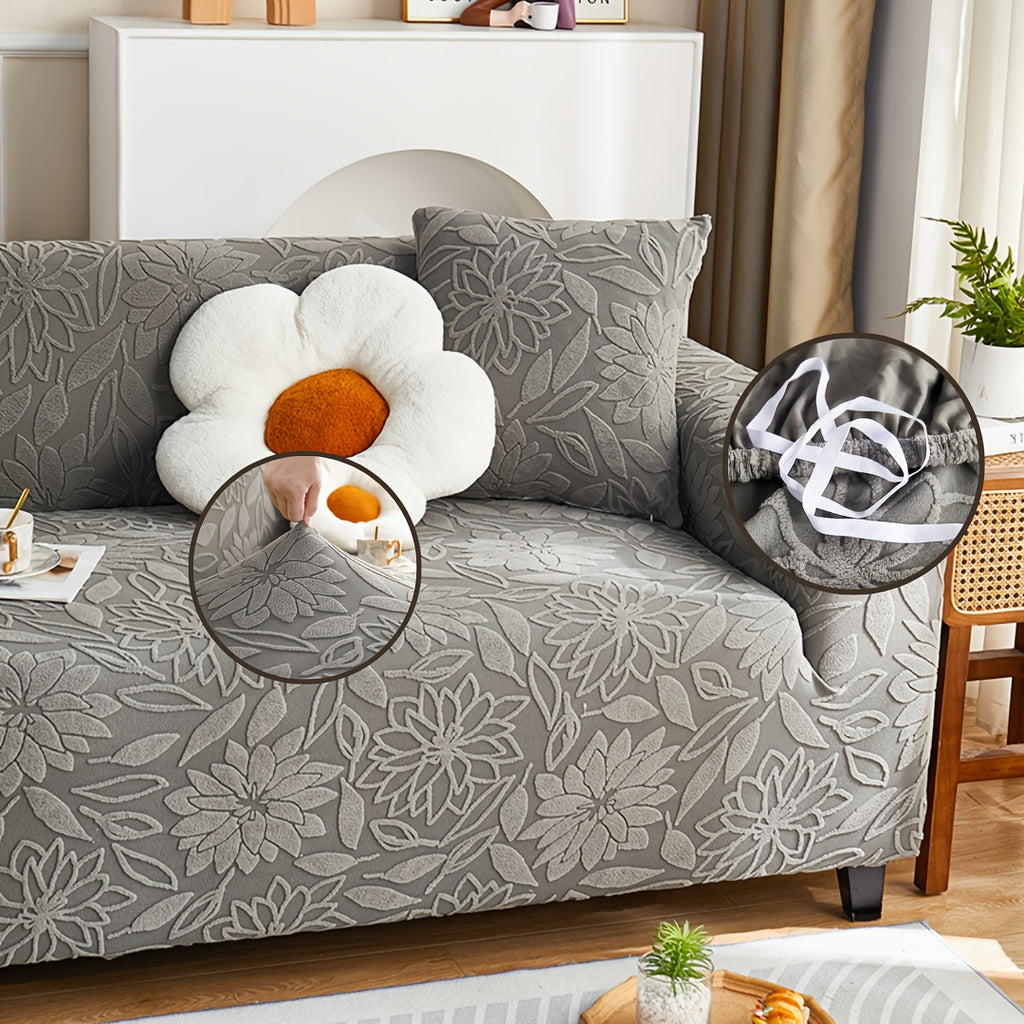 Housse de canapé épaisse extensible en jacquard, gros plan sur le tissu