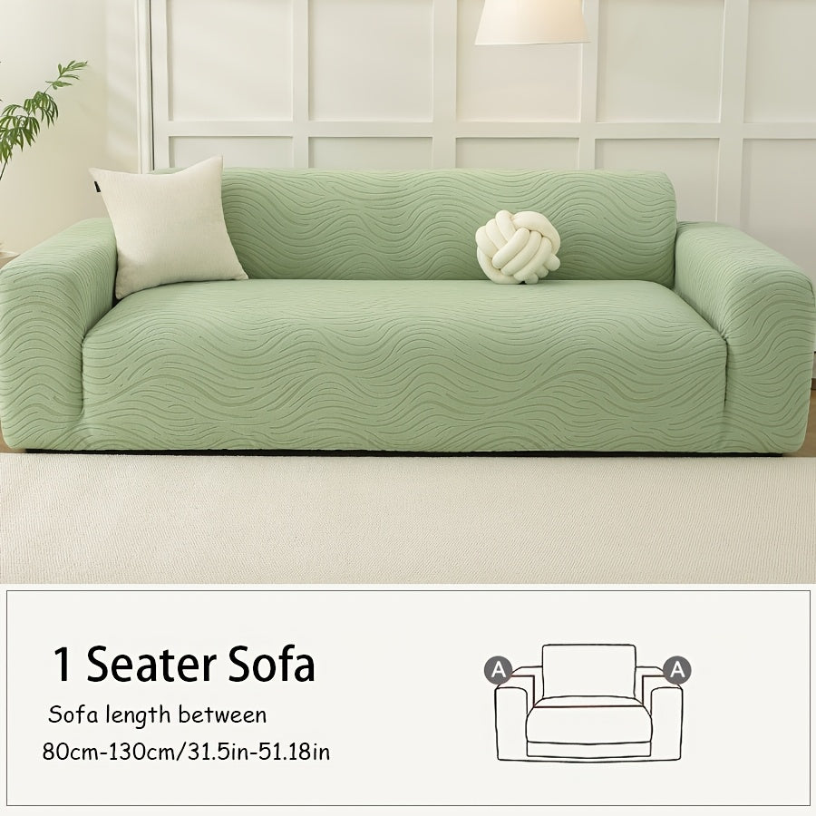 Housse de canapé extensible en polaire à motif vagues Image