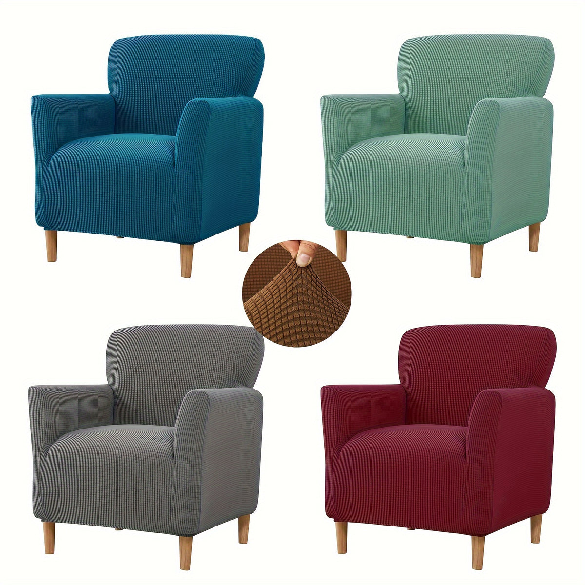 Housse de fauteuil extensible en polaire jacquard antidérapante, visuel produit