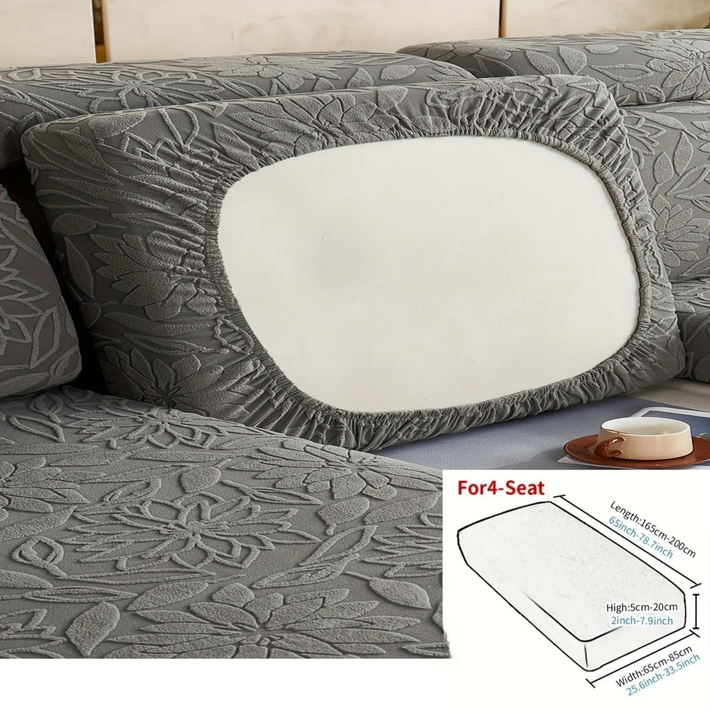 Housse de canapé extensible en polaire jacquard antidérapante, vue d'ensemble