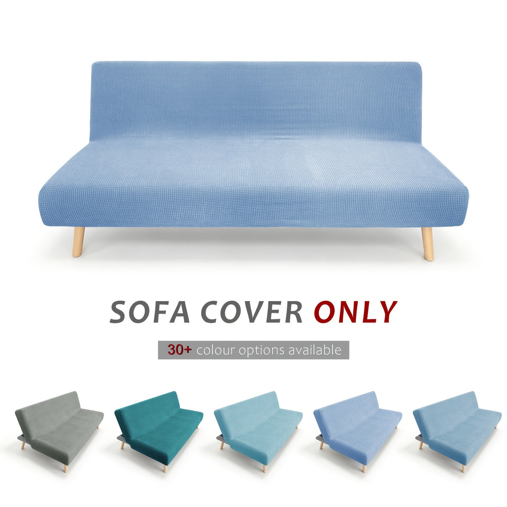 Housse de canapé extensible en velours côtelé jacquard sans accoudoirs, housse posée