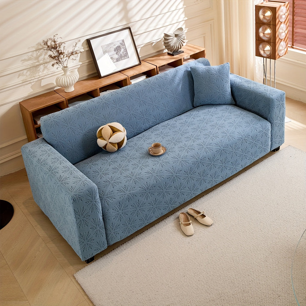 Housse de canapé épaisse extensible en polaire jacquard, vue de dos