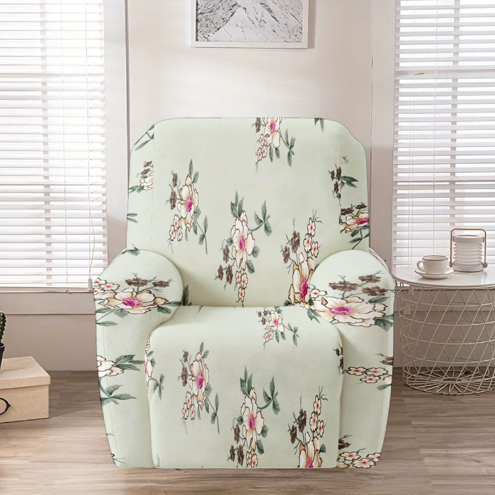 Housse de fauteuil extensible en fibre de lait matelassée à motif fleuri