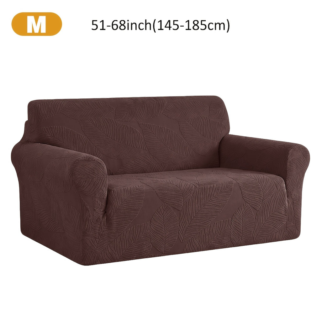 Housse de canapé extensible en polaire jacquard à motif feuillage, autre coloris