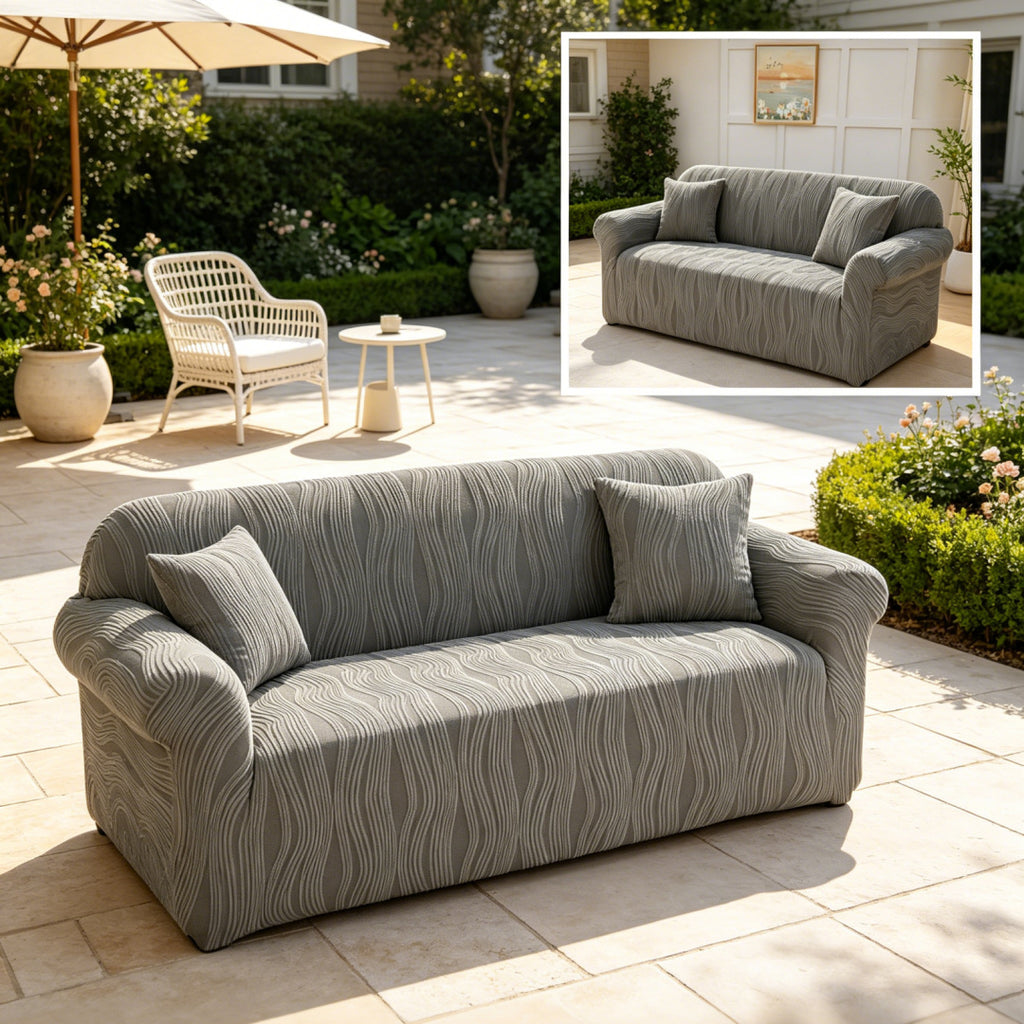 Housse de canapé extensible en polaire au rendu glamour, mise en situation