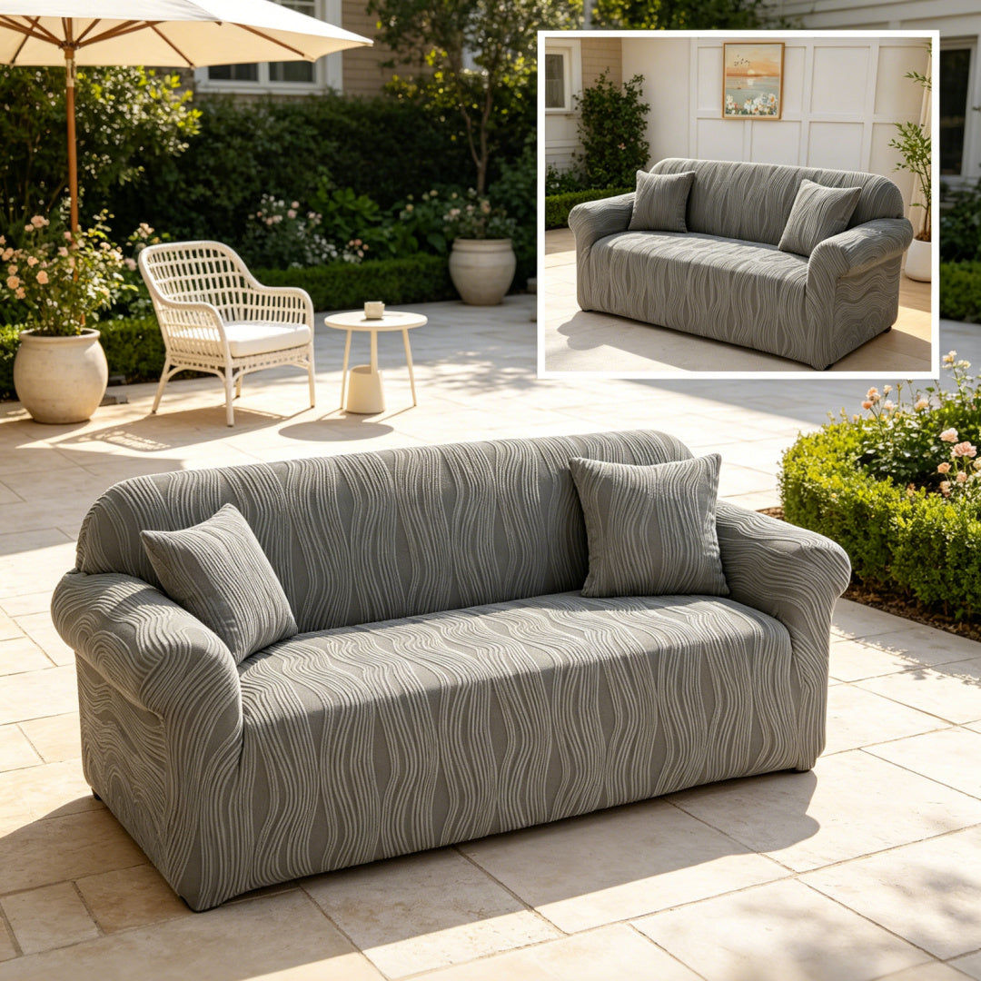 Housse de canapé extensible en polaire au rendu glamour, mise en situation
