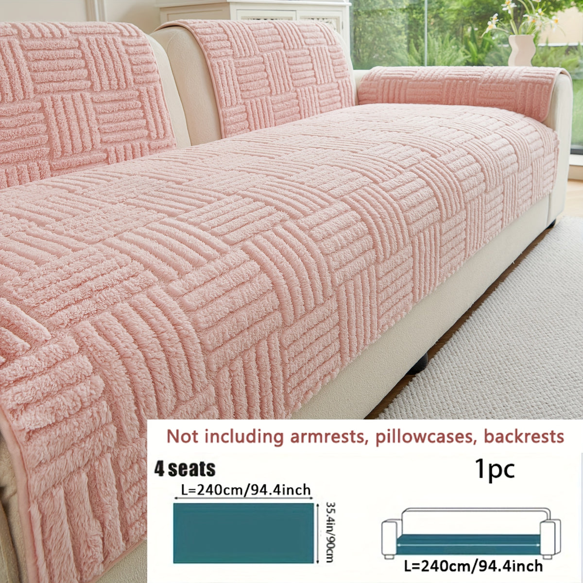 Housse de canapé en velours jacquard à motif bohème antidérapante, gros plan sur le tissu