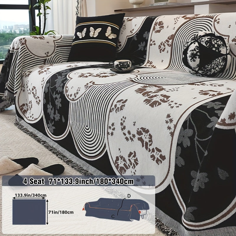 Housse de coussin en chenille antidérapante d'esprit vintage, gros plan sur le tissu