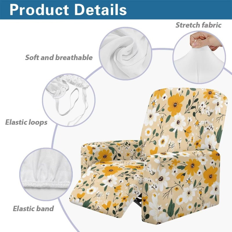 Housse de fauteuil extensible en fibre de lait matelassée à motif feuillage