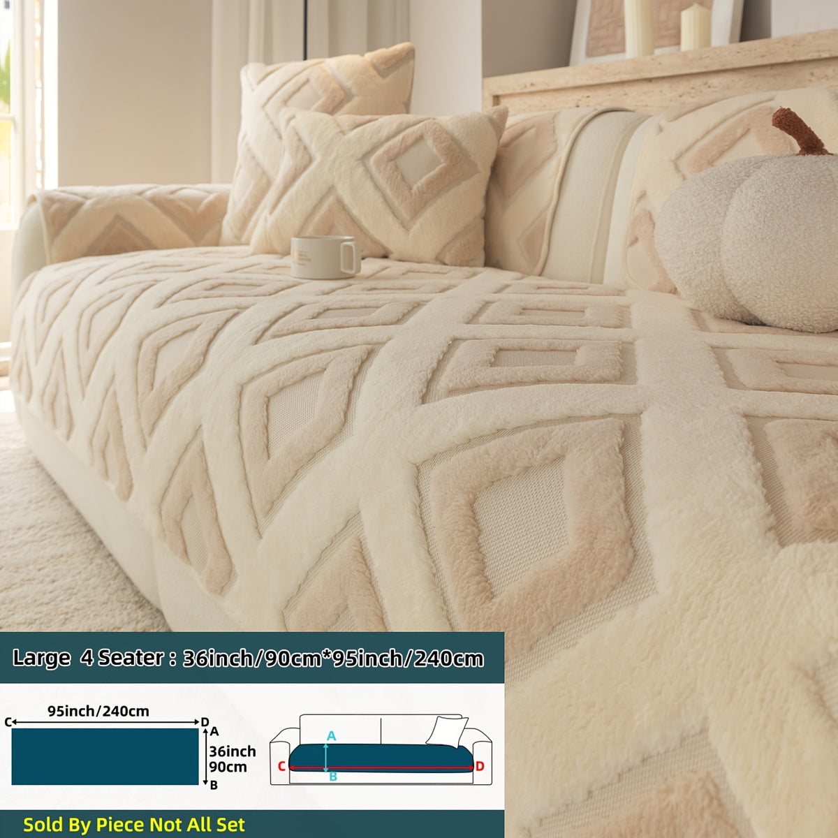 Housse de coussin en velours matelassée antidérapante à housses séparées, housse posée
