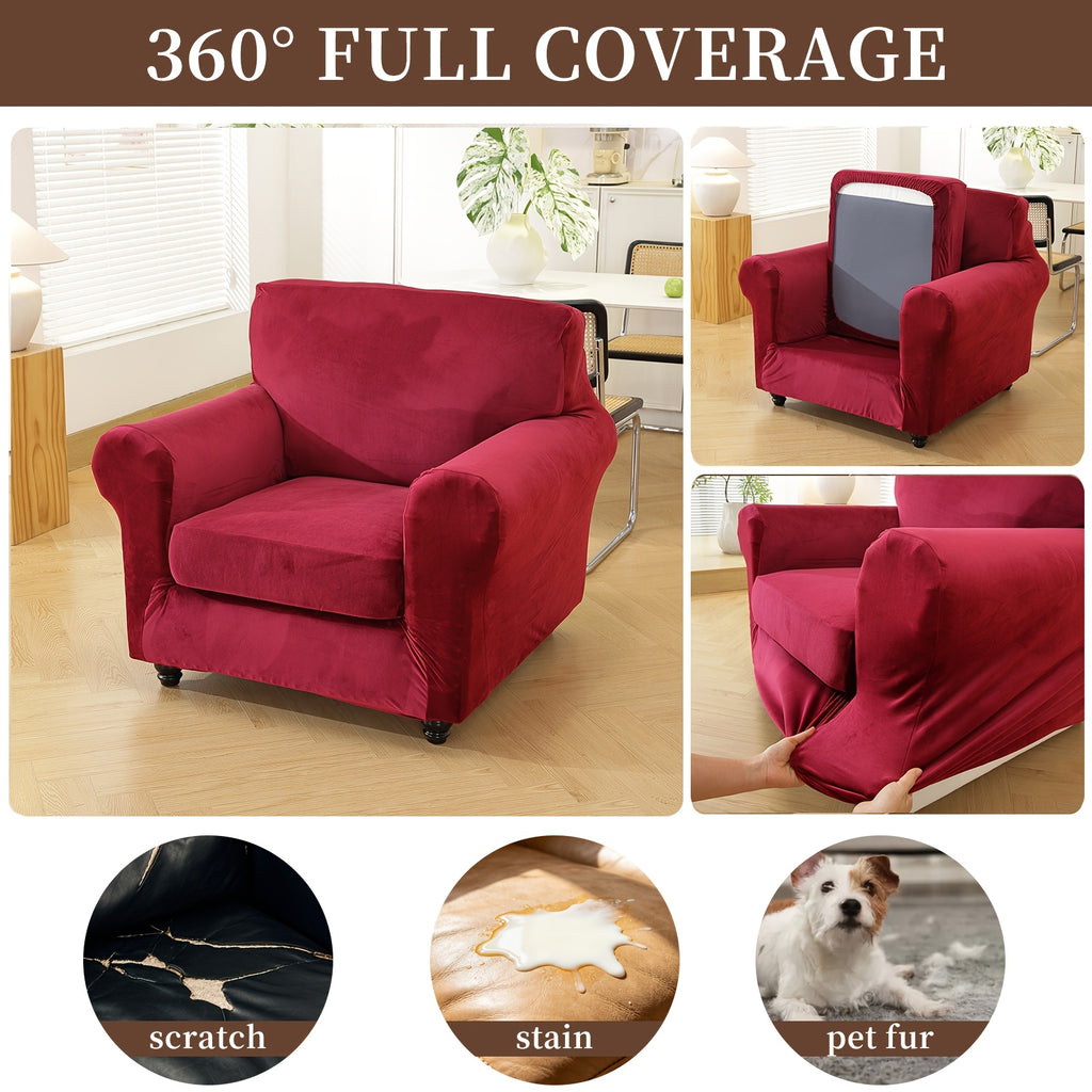 Housse de canapé extensible en velours à rayures, autre coloris