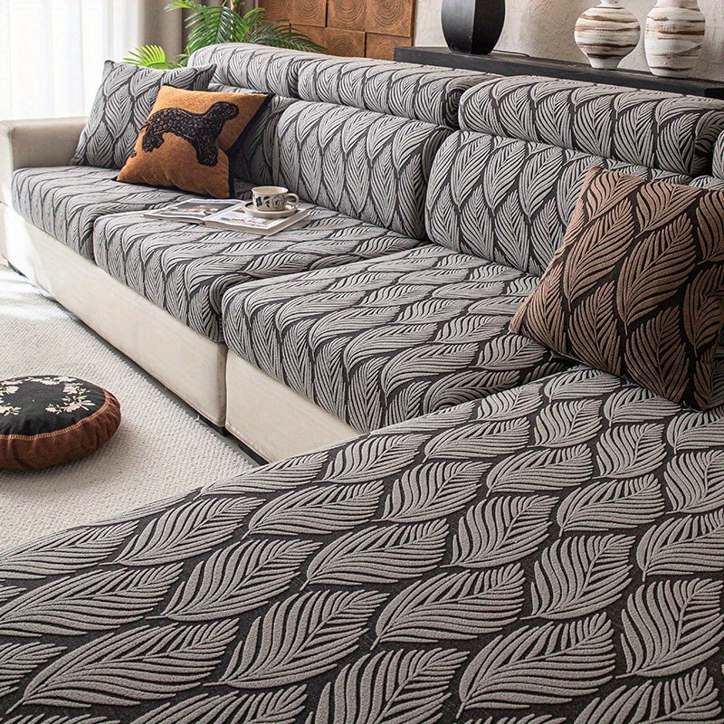 Housse de canapé en polaire jacquard antidérapante d'esprit bohème, vue de dos