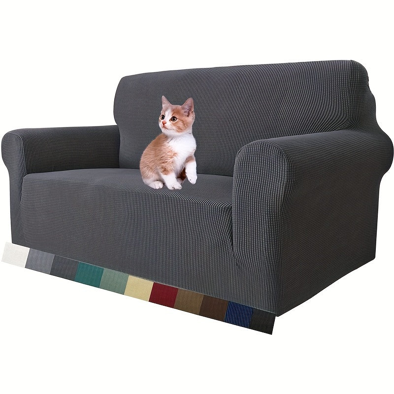 Housse de canapé épaisse extensible en polaire jacquard, gros plan sur le tissu