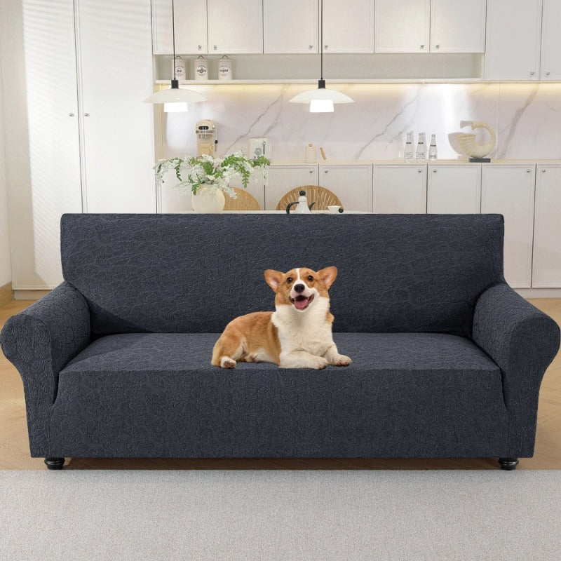 Housse de canapé extensible en jacquard à rayures, visuel produit