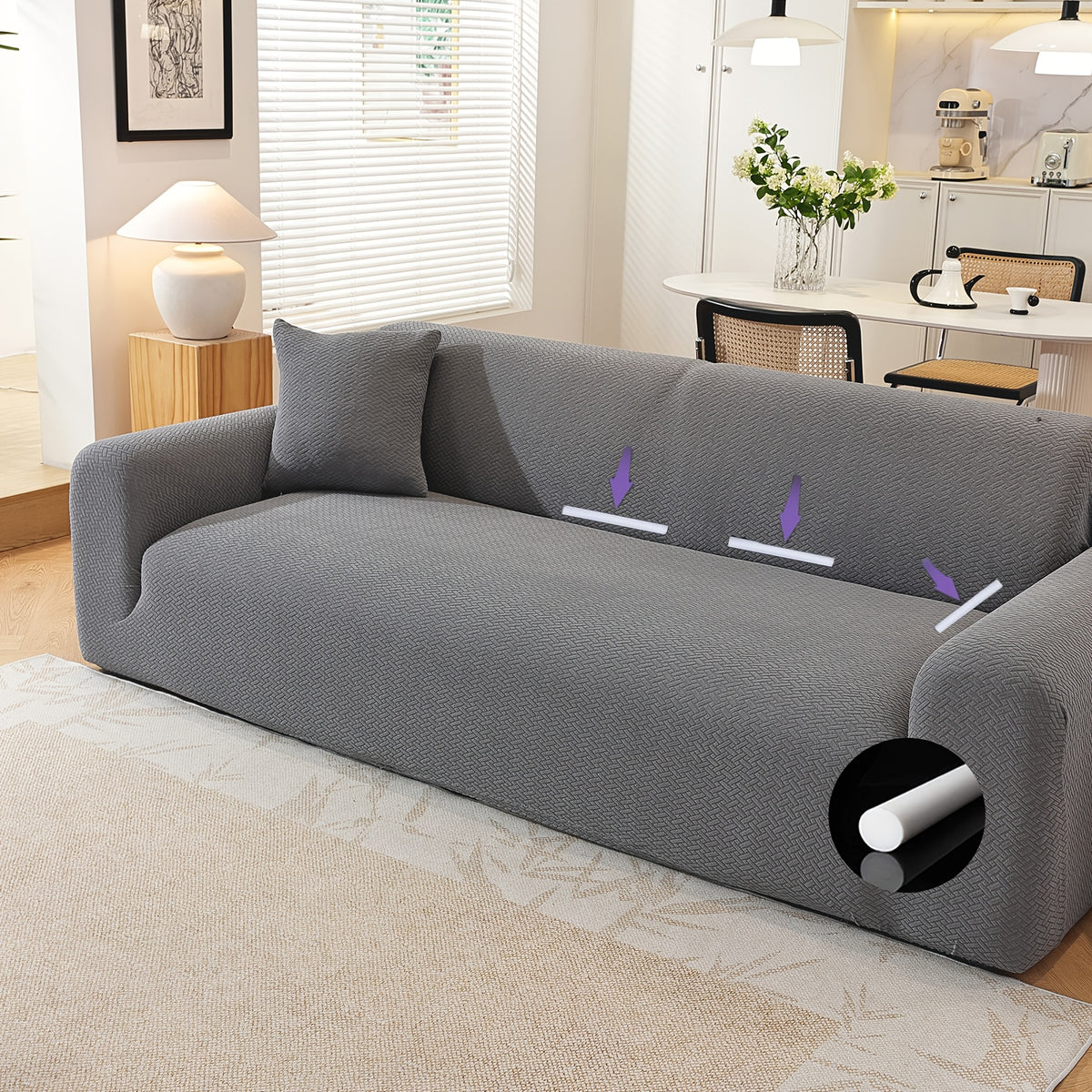 Housse de canapé extensible en polaire jacquard, vue d'ensemble