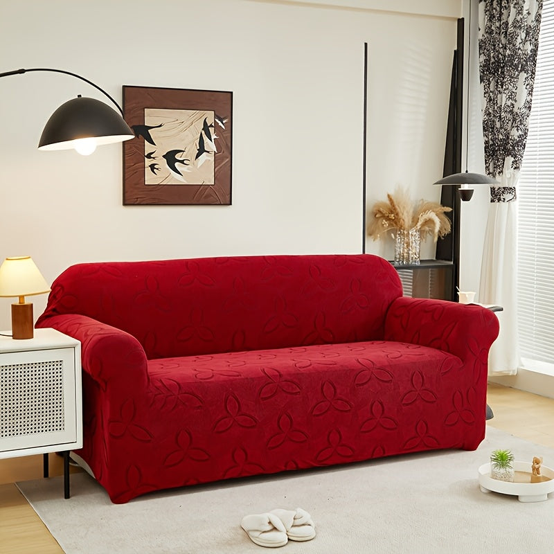 Housse de canapé en jacquard à motif feuillage, autre coloris