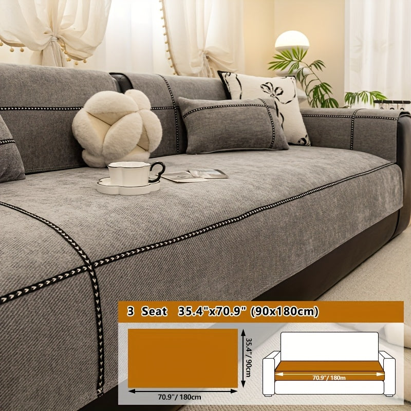 Housse de coussin épaisse en chenille antidérapante, autre coloris