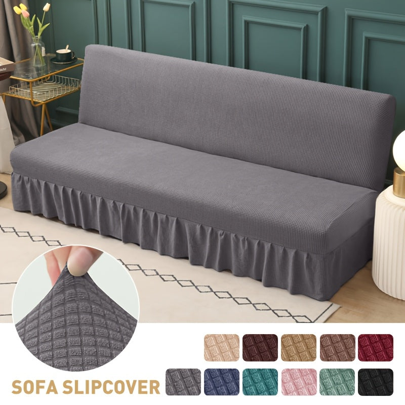 Housse de canapé extensible en velours côtelé à volants, visuel produit