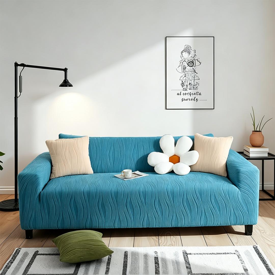 Housse de canapé extensible en polaire au rendu glamour, compatible fauteuil, canapé deux places, canapé trois places Image