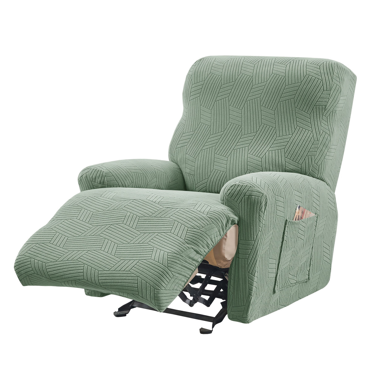 Housse de canapé extensible en velours côtelé jacquard pour fauteuil, gros plan sur le tissu