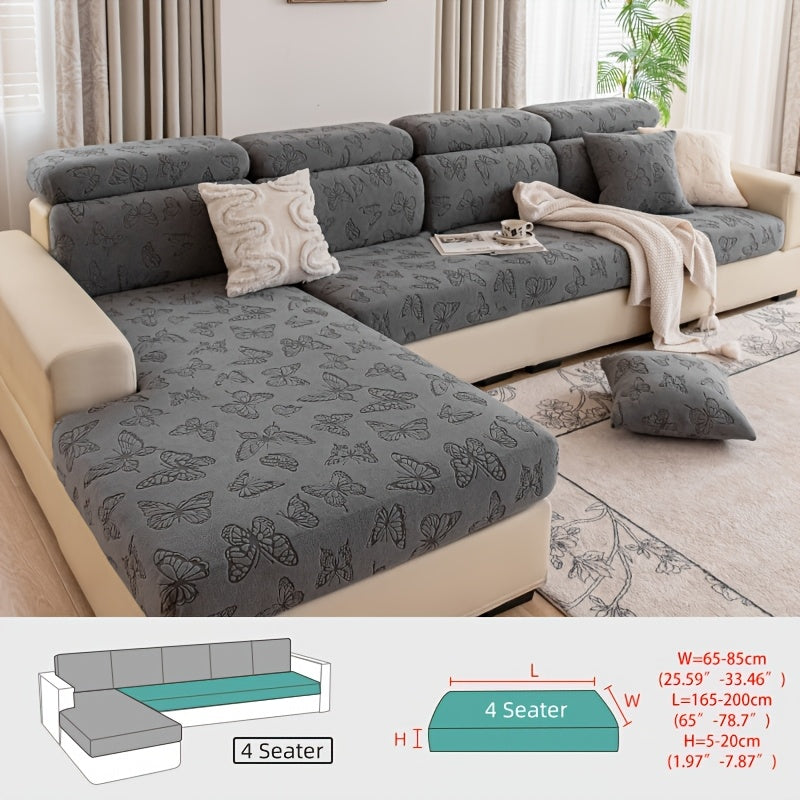 Housse de canapé extensible en polaire jacquard à rayures d'esprit bohème, autre coloris