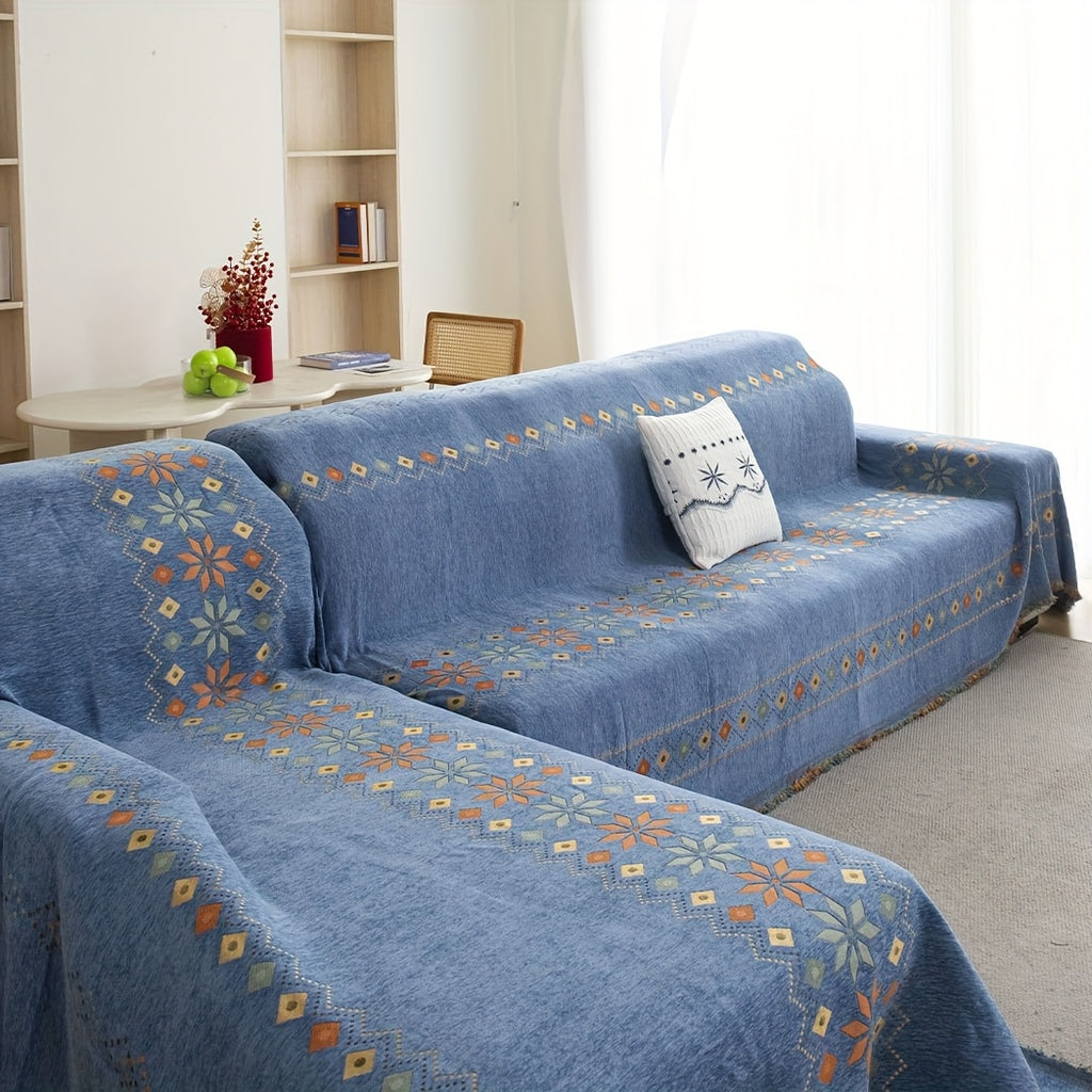 Housse de canapé épaisse en chenille en fils teints pour canapé d'angle, visuel produit