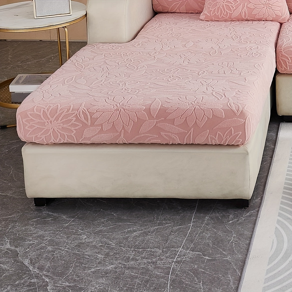 Housse de canapé extensible en polaire jacquard antidérapante, gros plan sur le tissu
