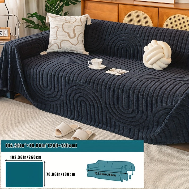 Housse de canapé épaisse en velours jacquard d'esprit vintage, visuel produit