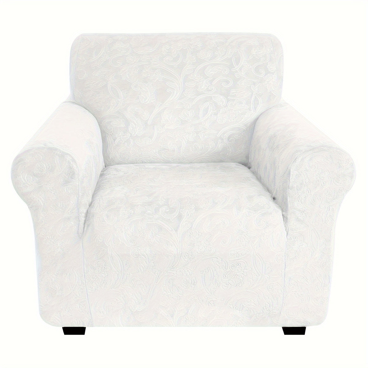 Housse de canapé extensible en velours à motif fleuri anti-griffes, mise en situation