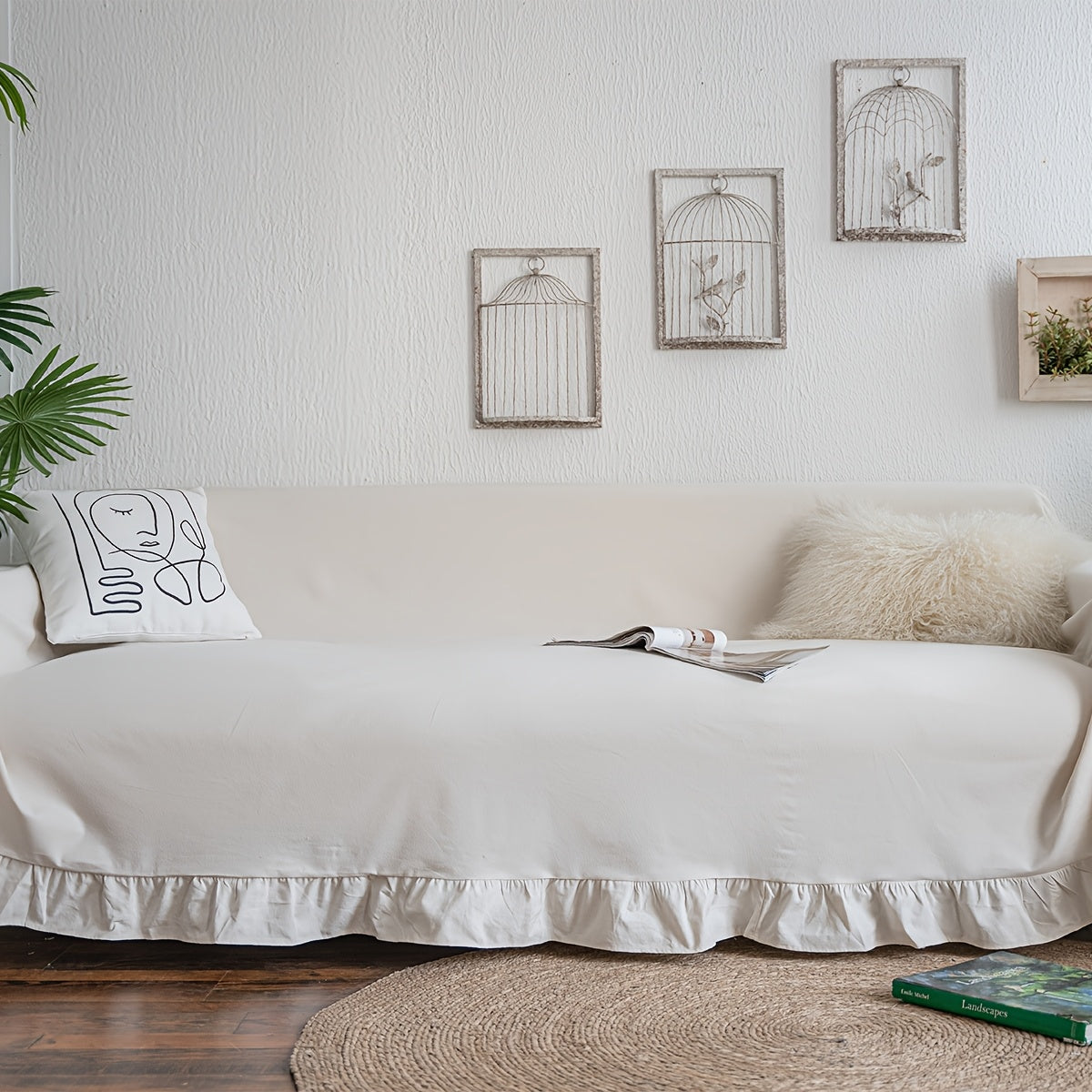 Housse de canapé en jacquard anti-griffes d'esprit vintage