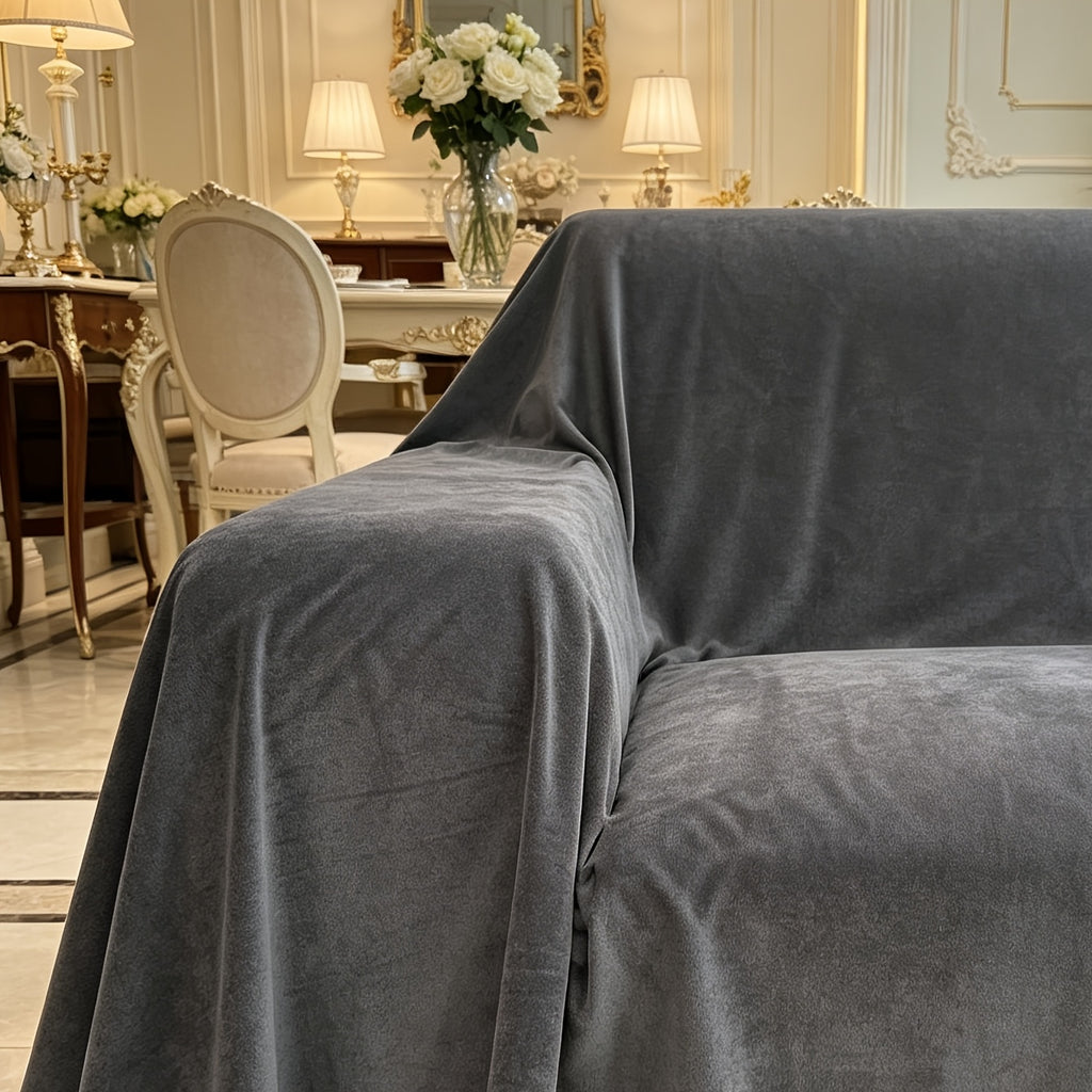 Housse de canapé épaisse en velours au rendu glamour — détail de la matière : velours