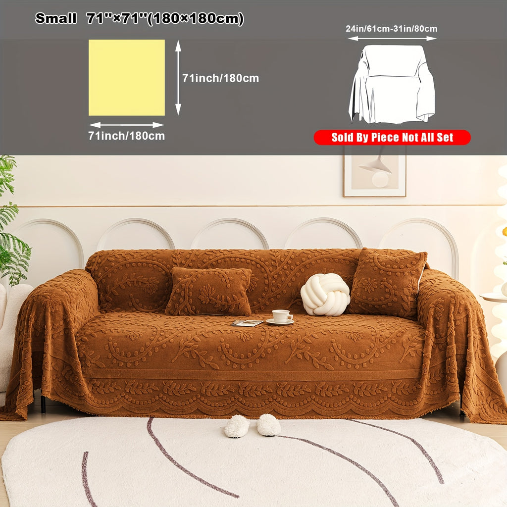 Housse de canapé en velours jacquard d'esprit bohème — détail de la matière : velours
