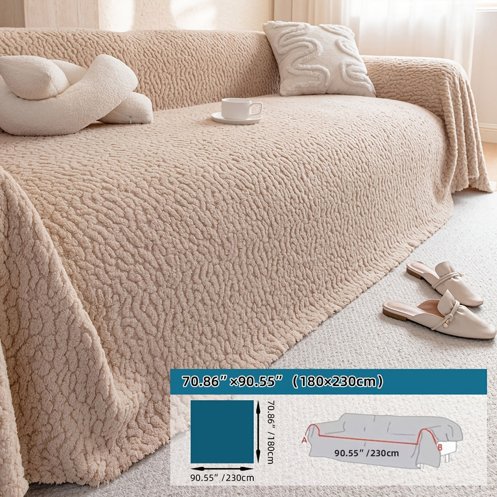 Housse de canapé épaisse en velours jacquard antidérapante, gros plan sur le tissu