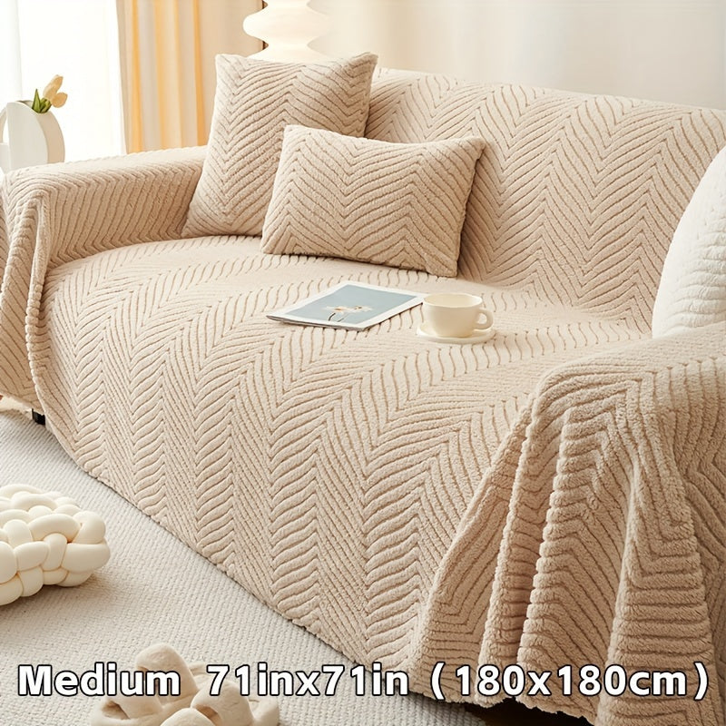 Housse de canapé en velours peluche, détail de la finition