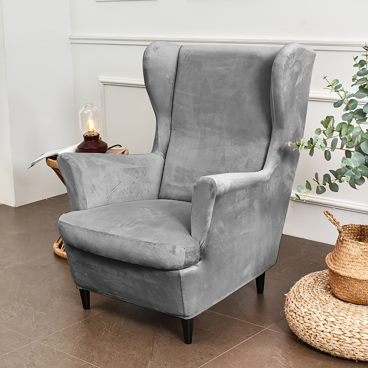 Housse de canapé extensible en velours à motif tigre — détail de la matière : velours Image