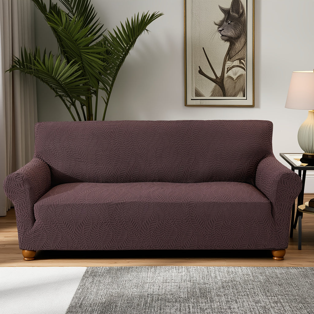 Housse de canapé extensible en polaire jacquard, détail de la finition