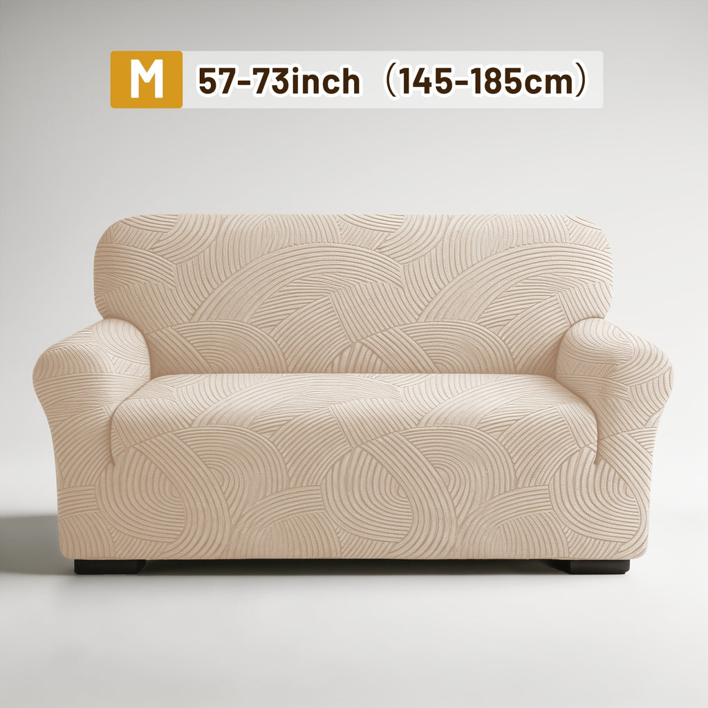 Housse de canapé extensible en polaire jacquard à motif géométrique, tissu de 160 à 180 g/m²