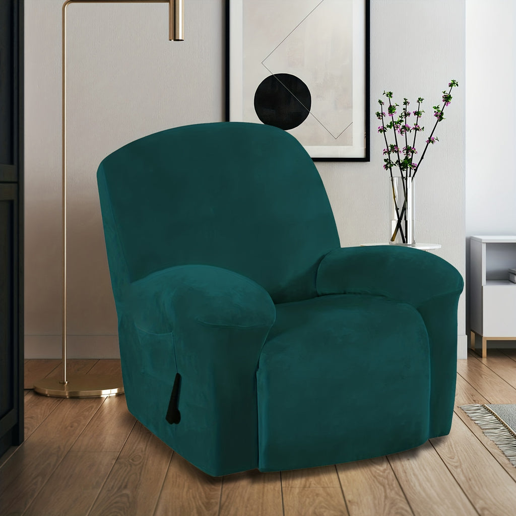 Housse de fauteuil épaisse extensible en velours, housse posée