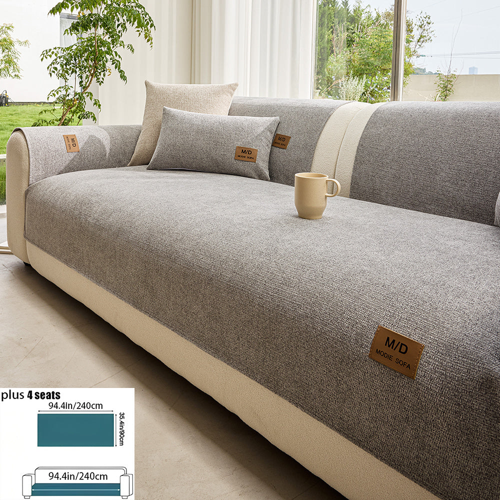 Housse de coussin épaisse en chenille en fils teints antidérapante à housses, détail de la finition