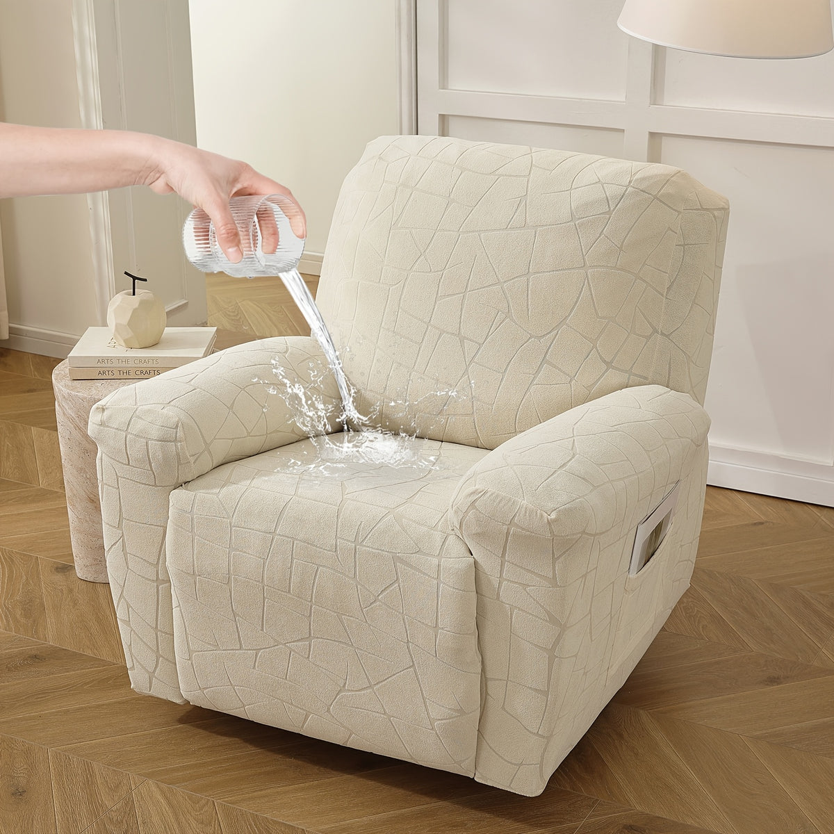 Housse de canapé extensible en polaire jacquard antidérapante à housses, détail de la finition
