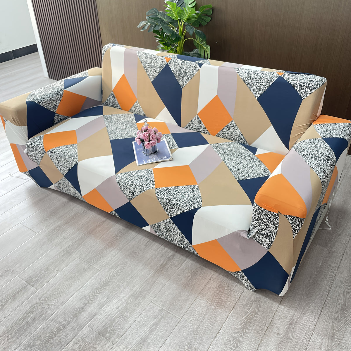 Housse de canapé légère extensible en polyester, mise en situation