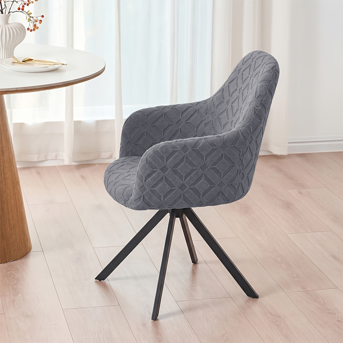 Housse de fauteuil extensible en polaire jacquard, gros plan sur le tissu