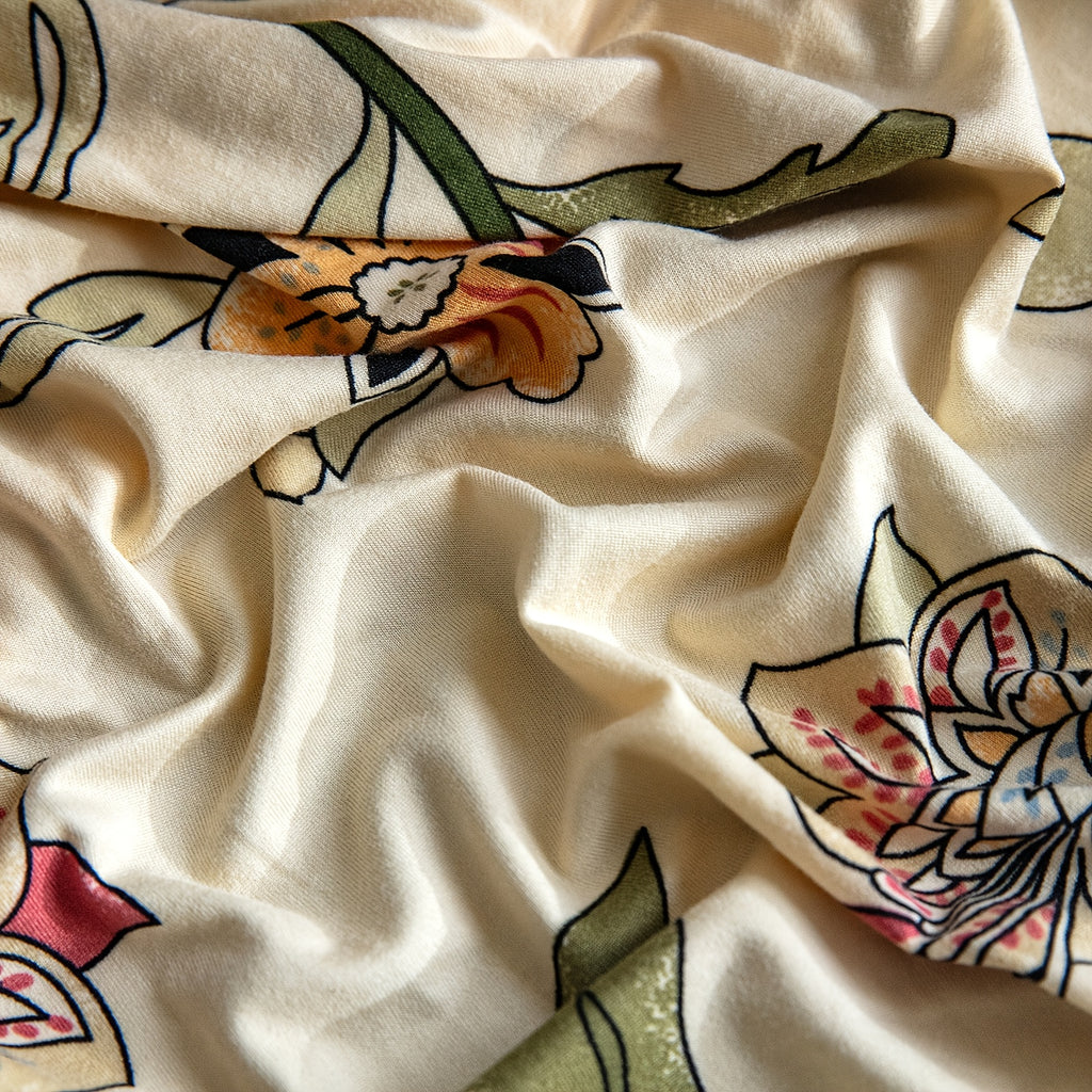 Housse de canapé extensible en fibre de lait imprimée d'esprit vintage, vue d'ensemble