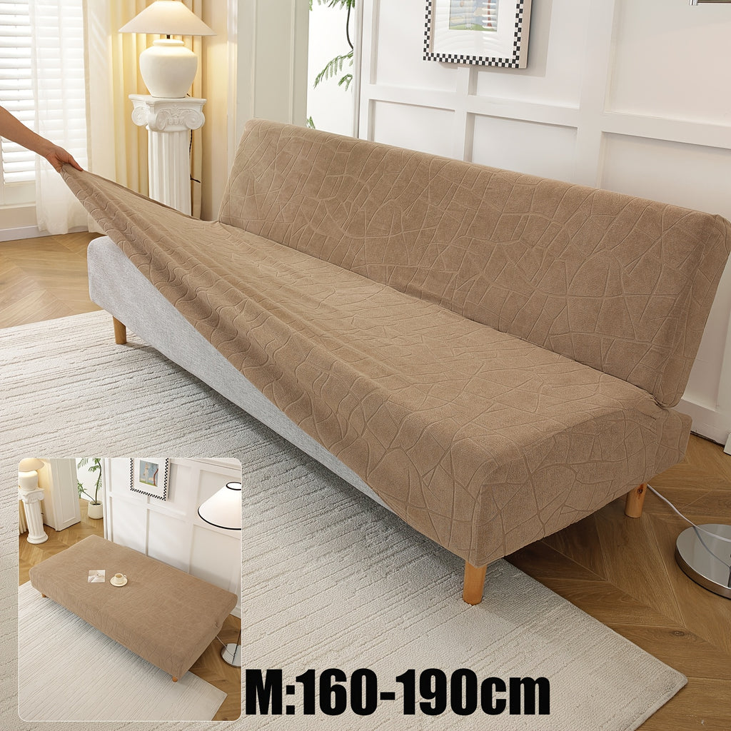 Housse de canapé extensible en polaire jacquard sans accoudoirs