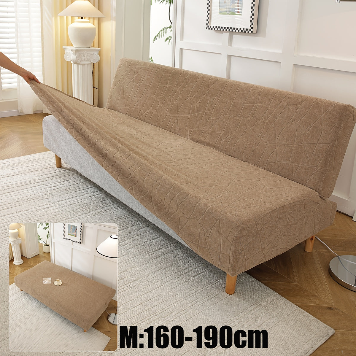 Housse de canapé extensible en polaire jacquard sans accoudoirs Image