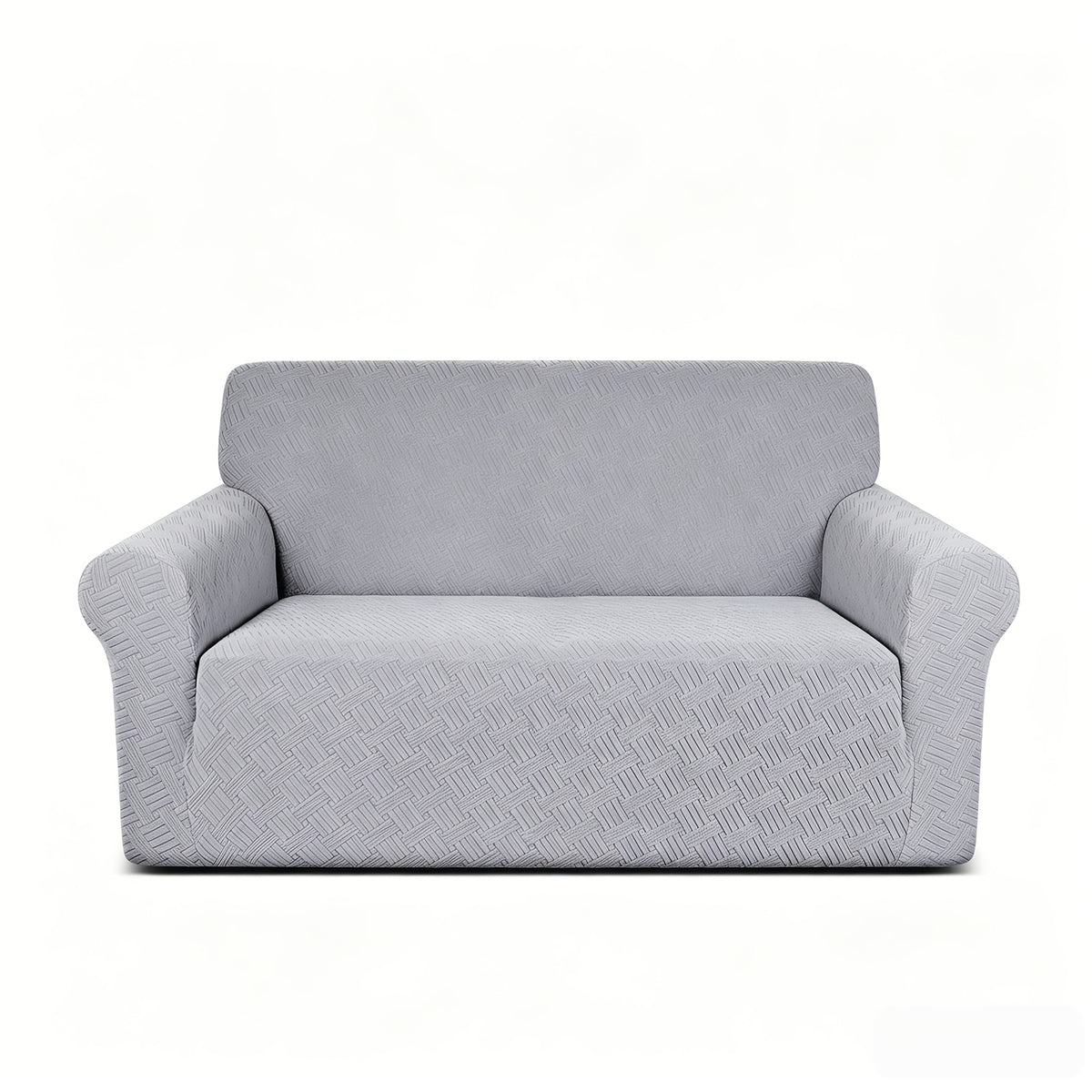 Housse de canapé extensible en polaire jacquard à rayures au rendu glamour, vue d'ensemble