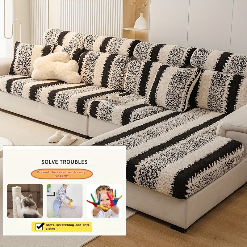 Housse de canapé extensible en velours antidérapante d'esprit vintage, autre coloris